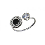 Anillo en plata del, pelo de jirafa y circonita con forma de circular