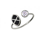 Anillo en plata del, pelo de jirafa y circonita con forma de escudo