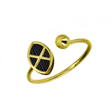 Anillo en plata del y pelo de jirafa bañado en oro con forma de escudo