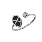 Anillo en plata del y pelo de jirafa con forma de escudo