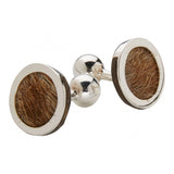 Gemelos circulares de piel de jirafa y plata