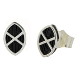 Pendientes en plata y pelo de jirafa con forma de escudo