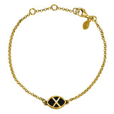 Pulsera en plata y pelo de jirafa bañada en oro con cadena