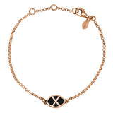 Pulsera en plata y pelo de jirafa bañada en oro rosa con cadena