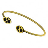 Pulsera en plata y pelo de jirafa bañada en oro con forma de escudo