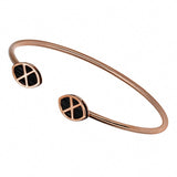 Pulsera en plata y pelo de jirafa bañada en oro rosa con forma de escudo