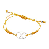 Pulsera con logo en plata y nailon amarillo con cierre ajustable