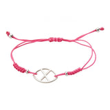 Pulsera con logo en plata y nailon fucsia con cierre ajustable