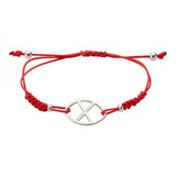 Pulsera con logo en plata y nailon rojo con cierre ajustable