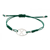 Pulsera con logo en plata y nailon verde con cierre ajustable