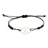 Pulsera con logo en oro rosa y nailon negro con cierre ajustable