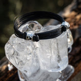 Pulsera de pelo de jirafa y plata con nudos corredizos