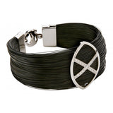 Pulsera en disminución de pelo natural de jirafa, oro blanco y diamantes