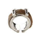 Anillo de piel de jirafa y plata