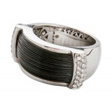 Anillo de oro blanco, pelo de jirafa y diamantes