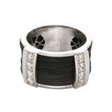 Anillo de oro blanco, pelo de jirafa y diamantes