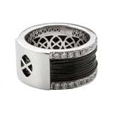 Anillo de oro blanco, pelo de jirafa y diamantes