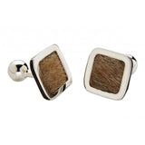 Gemelos cuadrados de piel de jirafa y plata