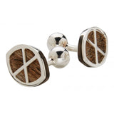 Gemelos en escudo de piel de jirafa y plata