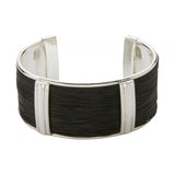 Brazalete con pelo de jirafa y plata con 2 motivos centrales