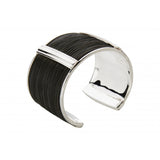 Brazalete con pelo de jirafa y plata con 2 motivos centrales