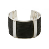 Brazalete con pelo de jirafa y plata con 2 motivos centrales
