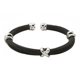 Pulsera de pelo de jirafa con nudos corredizos y plata y 3 motivos en forma de X